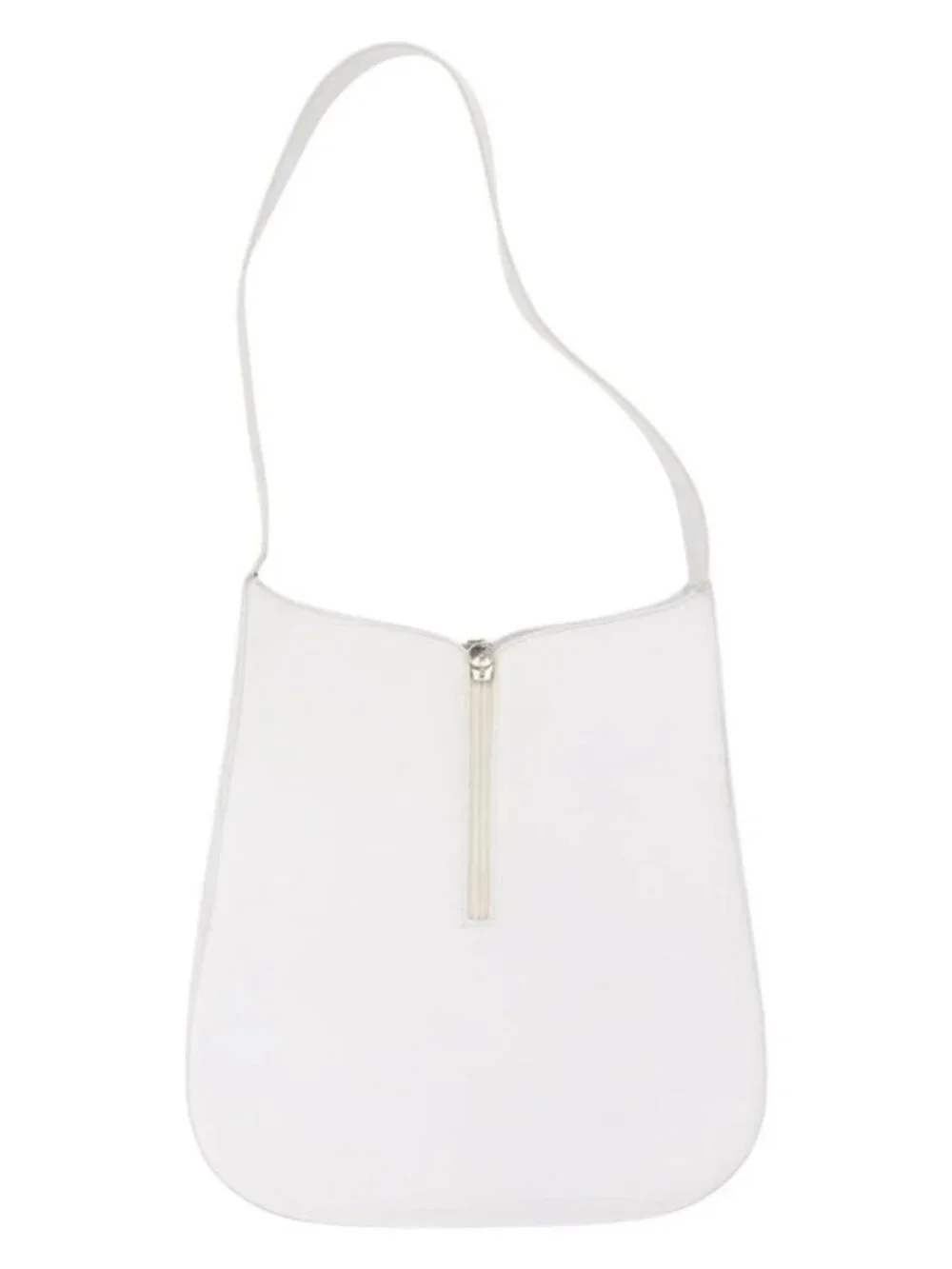 Salvatore Ferragamo Gancini Shoulder Bag Leather White Silver Auth BA9272